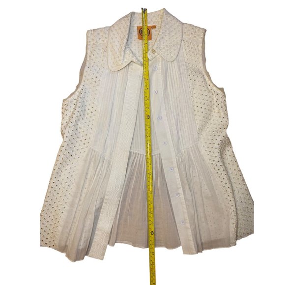 Tory Burch Cream Durell Sleeveless Eyelet Top - Picture 7 of 8